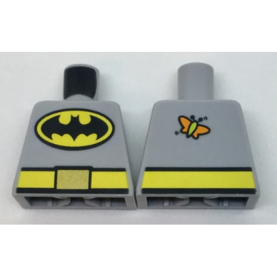 Torso Batman Logo in Yellow Oval, Yellow Belt with Gold Buckle, Orange and Lime Moth on Back Pattern