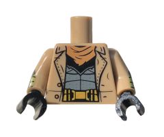 Torso Trenchcoat, Dark Gray Shirt, Gold Belt Pattern / Dark Tan Arms with Black Gloves, Olive Green Wrappings Pattern / Black Hands