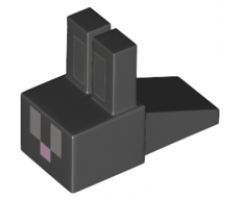 Animal, Body Part Creature Head Pixelated with Long Ears, Dark Bluish Gray Auricles, Light Bluish Gray Eyes and Bright Pink Nose Pattern (Minecraft Rabbit)