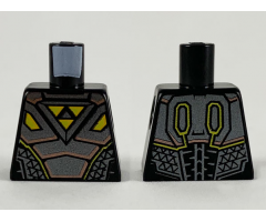 Torso Space Armor Pearl Dark Gray Plates with Copper Trim and Yellow Triangles (Blacktron I Logo) Pattern