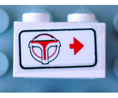 Brick 1 x 2 with Red Arrow on Right Side pointing Right & Airport Shuttle logo Pattern (Sticker) - Set 6399