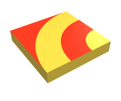 Tile 2 x 2 with Red Quarter Rings Pattern