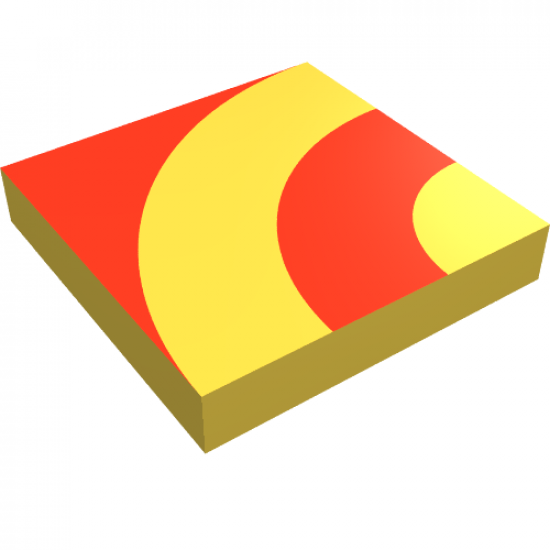 Tile 2 x 2 with Red Quarter Rings Pattern