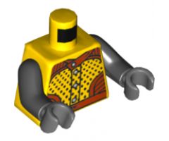 Torso Racers with 5 Buttons, Black Dots Front, Red Eye Skull Back Pattern / Black Arms / Dark Bluish Gray Hands
