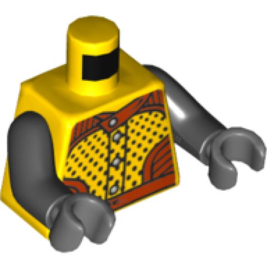 Torso Racers with 5 Buttons, Black Dots Front, Red Eye Skull Back Pattern / Black Arms / Dark Bluish Gray Hands