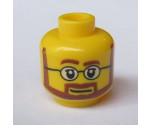 Minifigure, Head Beard Brown Angular with White Pupils and Glasses Pattern - Hollow Stud