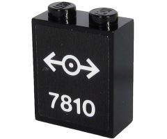 Brick 1 x 2 x 2 with Inside Stud Holder with White '7810' and Train Logo on Black Background Pattern (Sticker) - Set 40370