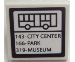 Road Sign 2 x 2 Square with Clip with Bus Lines Pattern (Sticker) - Set 60026