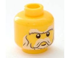 Minifigure, Head Beard White, Sideburns, Moustache, Eyebrows and White Pupils Pattern - Hollow Stud