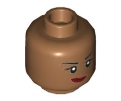 Minifigure, Head Dual Sided Female Black Eyebrows, Beauty Mark, Red Lips, Lopsided Smile / Fierce Pattern - Hollow Stud