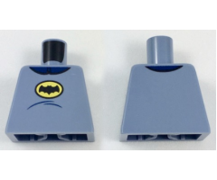 Torso Batman Logo in Yellow Oval, Dark Blue Collar and Stomach Contour Lines Pattern