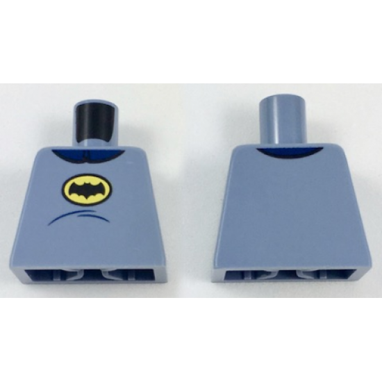 Torso Batman Logo in Yellow Oval, Dark Blue Collar and Stomach Contour Lines Pattern