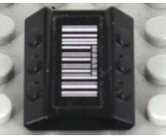 Brick, Modified 2 x 2 No Studs, Sloped with 6 Side Pistons Raised with Silver Barcode Pattern (Sticker) - Set 7713