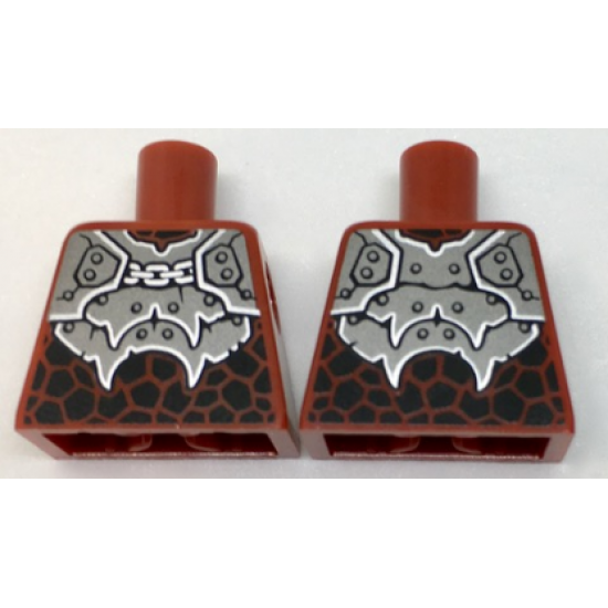 Torso Nexo Knights Armor with Silver Plates, Chain, Rivets and Black Scales Pattern