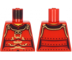 Torso Samurai Armor in 3 Sections, Gold Clasps and Trim and Horns, Visor and Crossed Swords Pattern