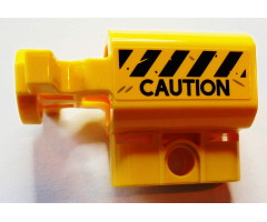 Projectile Launcher Part, Net Shooter Canister with Black and Yellow Danger Stripes and 'CAUTION' Pattern (Sticker) - Set 75926