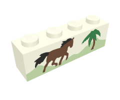 Brick 1 x 4 with Horse Running and Palm Tree Pattern