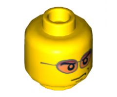 Minifigure, Head Glasses with Orange Sunglasses and Smirk Pattern - Hollow Stud