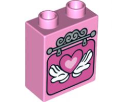 Duplo, Brick 1 x 2 x 2 with Wall Hanging with Hands Holding Heart Pattern