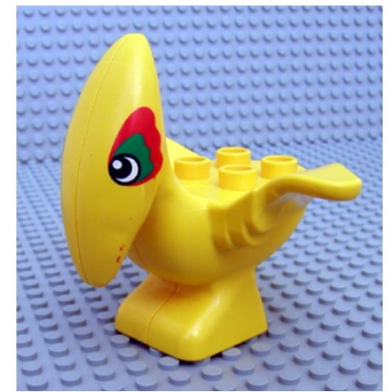 Duplo, Animal Dinosaur Pteranodon Adult with Green and Red Around Eyes Pattern