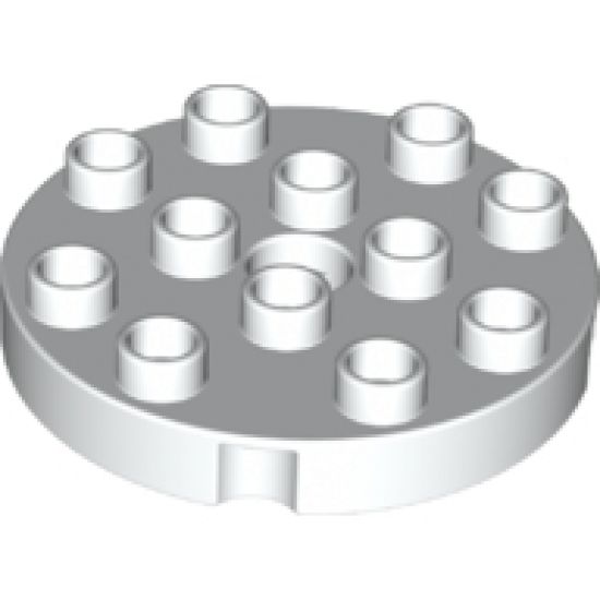 Duplo, Plate Round 4 x 4 with 1 Hole with Locking Ridges