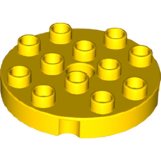 Duplo, Plate Round 4 x 4 with 1 Hole with Locking Ridges