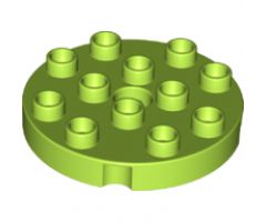 Duplo, Plate Round 4 x 4 with 1 Hole with Locking Ridges