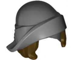 Minifigure, Hair Combo, Hat with Hair, Soft Folded Brim and Dark Brown Bob Cut Hair Pattern