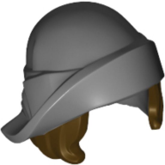 Minifigure, Hair Combo, Hat with Hair, Soft Folded Brim and Dark Brown Bob Cut Hair Pattern