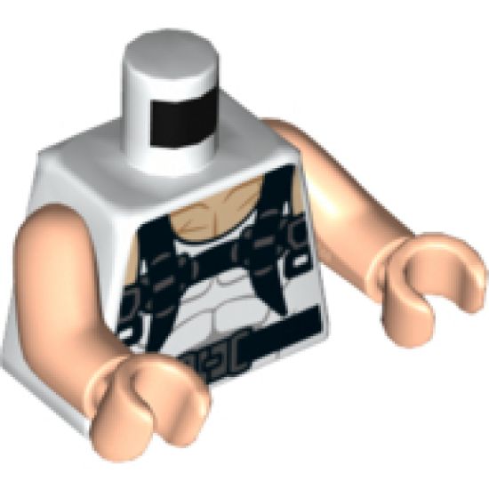 Torso Spider-Man Muscles Outline with Black Suspenders Pattern (Rhino) / Light Nougat Arms / Light Nougat Hands