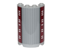 Cylinder Half 2 x 4 x 5 with 1 x 2 Cutout with SW Cloud City Black Lines, Gray Stripes and Dark Red Wall Ornament Pattern (Sticker) - Set 75222