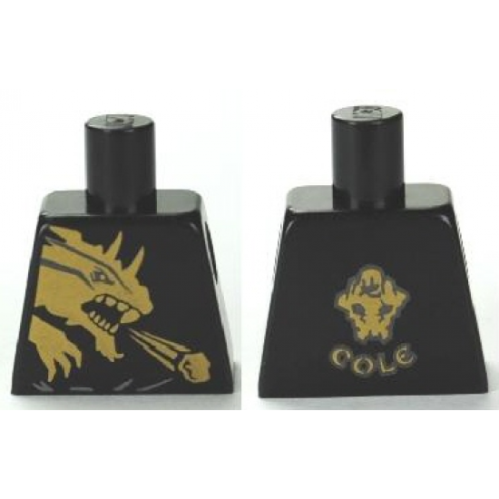 Torso Ninjago Gold Dragon Front and Gold Lion and 'COLE' Back Pattern