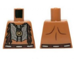 Torso Bare Chest with Beaded Armor, Fur and Gold Minifigure Pendant Pattern