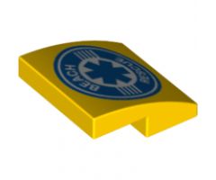 Slope, Curved 2 x 2 with Beach Rescue Logo Pattern