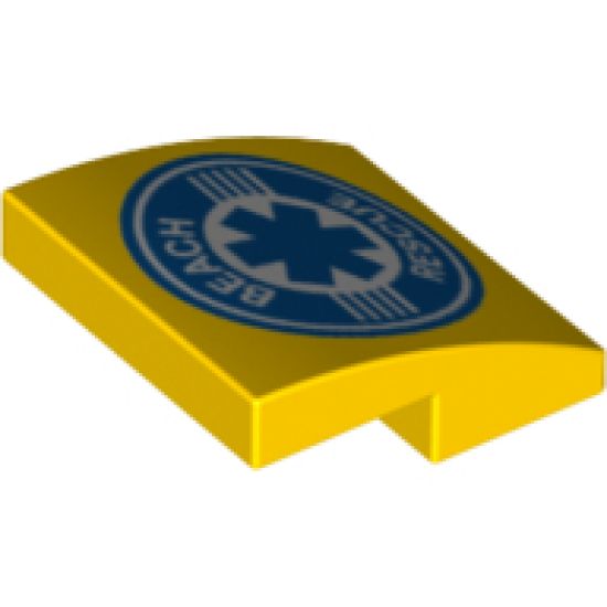 Slope, Curved 2 x 2 with Beach Rescue Logo Pattern