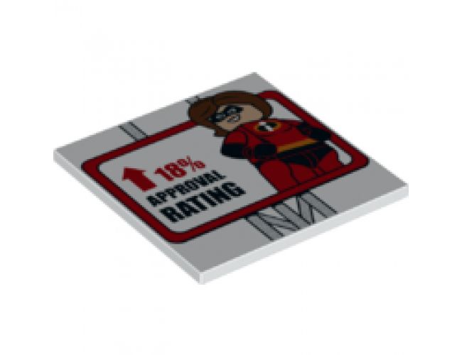 Tile 6 x 6 with Bottom Tubes with Mrs. Incredible, Arrow and '18% APPROVAL RATING' Sign Pattern