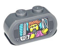 Brick, Modified 1 x 3 with Round Ends with TV Display Female Reporter with Microphone and Ninjago Logogram 'NG' Pattern (Sticker) - Set 71741