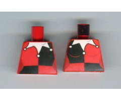 Torso Batman Female Outline with Black Quarters Front and Back, White Jester's Collar Pattern