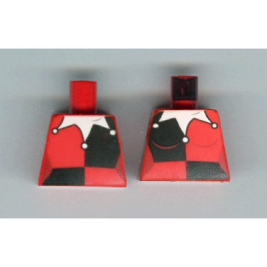 Torso Batman Female Outline with Black Quarters Front and Back, White Jester's Collar Pattern