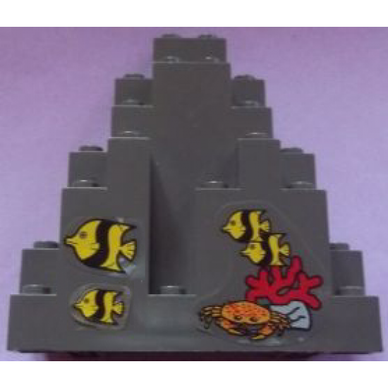 Rock Panel 3 x 8 x 7 Triangular (LURP) with 4 Fish and Crab Pattern (Stickers) - Set 6442