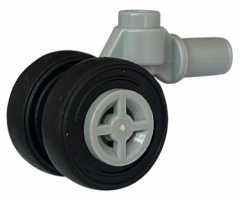 Aircraft Technic Pin with Dual Wheels Holder with Light Bluish Gray Wheels and Black Tires (61483 / 4624 / 59895)