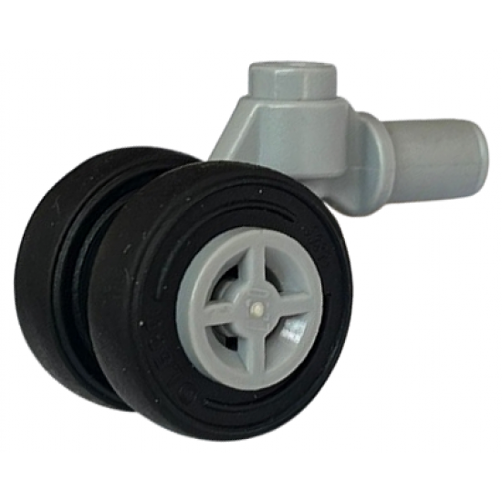 Aircraft Technic Pin with Dual Wheels Holder with Light Bluish Gray Wheels and Black Tires (61483 / 4624 / 59895)