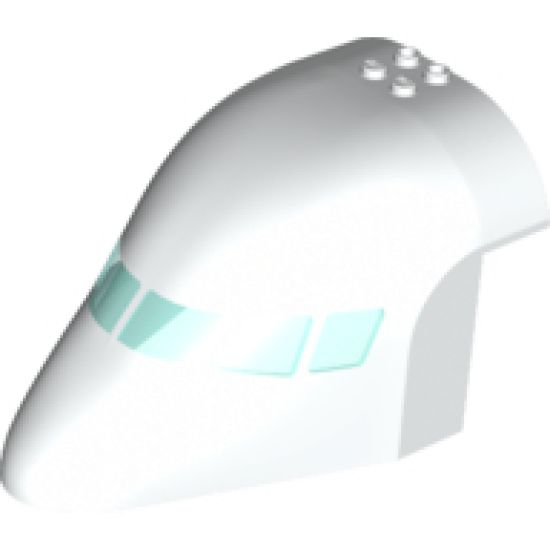 Aircraft Fuselage Forward Top Curved 8 x 12 x 6 with 6 Window Panes and Trans-Light Blue Glass