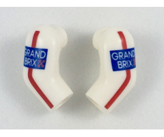 Arm, (Matching Left and Right) Pair with Red Stripe and 'Grand Brix' Pattern