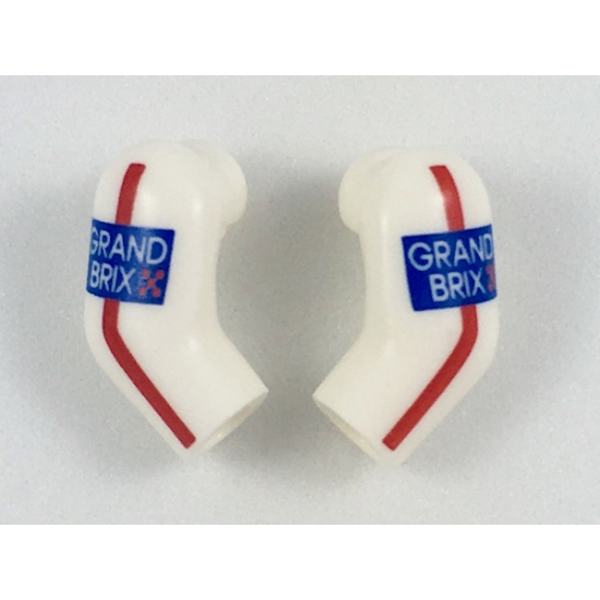 Arm, (Matching Left and Right) Pair with Red Stripe and 'Grand Brix' Pattern