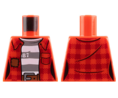 Torso Town Female Prisoner Plaid Shirt over Striped Undershirt with '87' Pattern