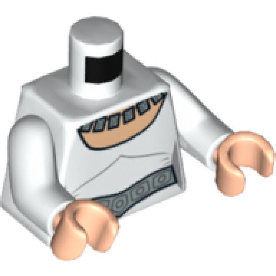 Torso SW Female Ceremonial Dress with Necklace Pattern (Leia) / White Arms / Light Nougat Hands