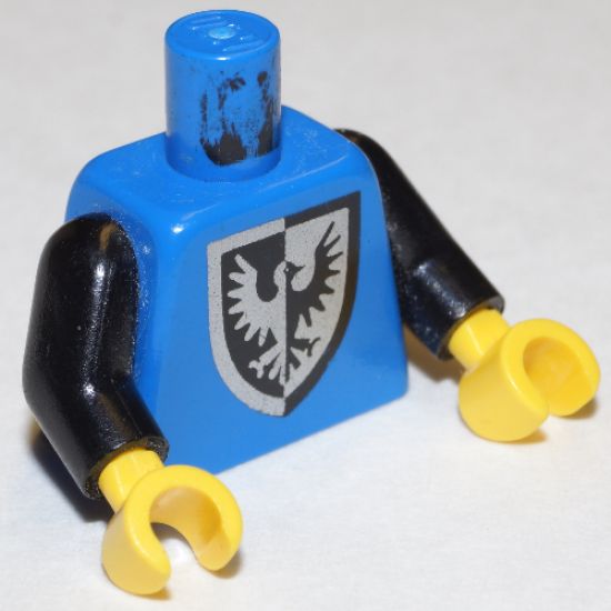 Torso Castle Black Falcon Pattern with Shield Bottom Round Pattern / Black Arms / Yellow Hands