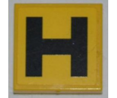 Tile 2 x 2 with Black 'H' on Yellow Background Pattern (Sticker) - Set 8186