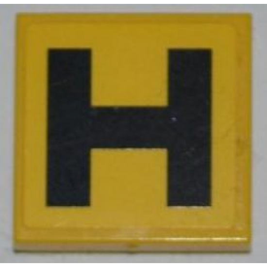 Tile 2 x 2 with Black 'H' on Yellow Background Pattern (Sticker) - Set 8186